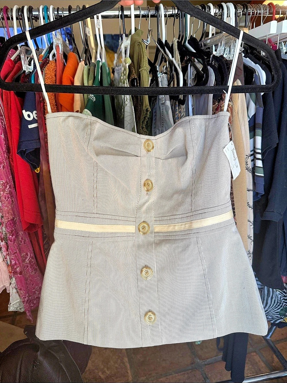 Trina Turk Striped Crop Top in Beige & White Size 6 NWT